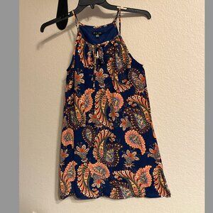 AS U WISH by FRANCESCA'S Navy Paisley Print Shift Dress with straps NEW- Size M